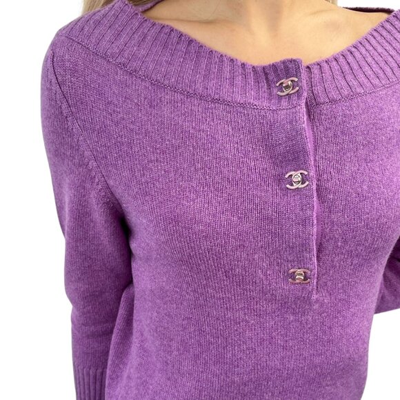 CHANEL Vintage P44445 CC Turnlock Logo Sweater Dress #34 Cashmere [106210] - Picture 3 of 12